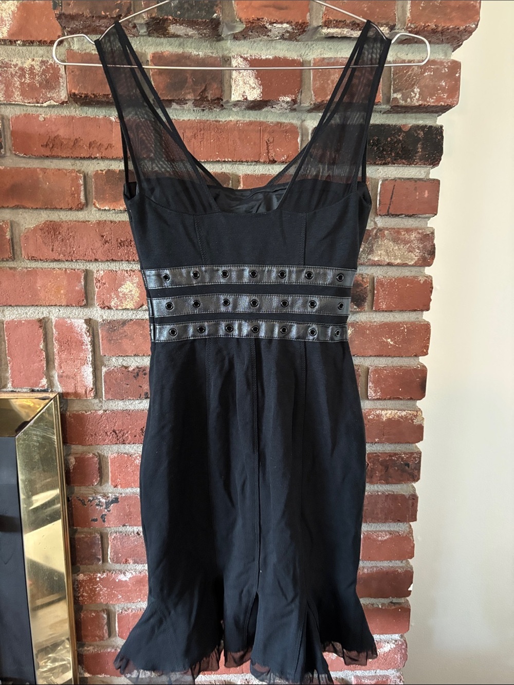 bebe Black Mermaid Dress with Faux Leather Trim Women’s Size 0 - Picture 7 of 10
